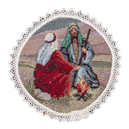 Christmas cup placemats «Nativity scene» with golden thread