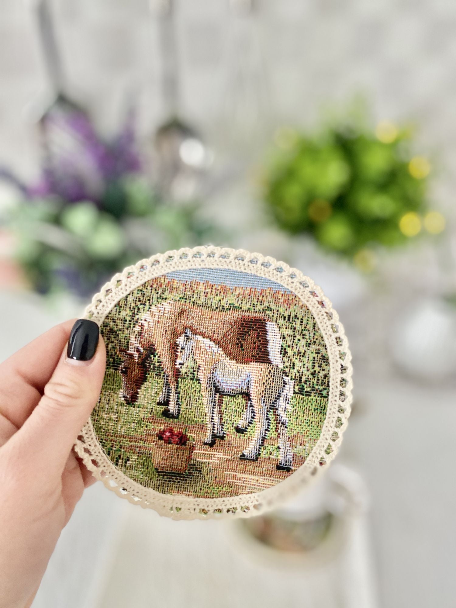 Tapestry coasters set of 6 «Village»