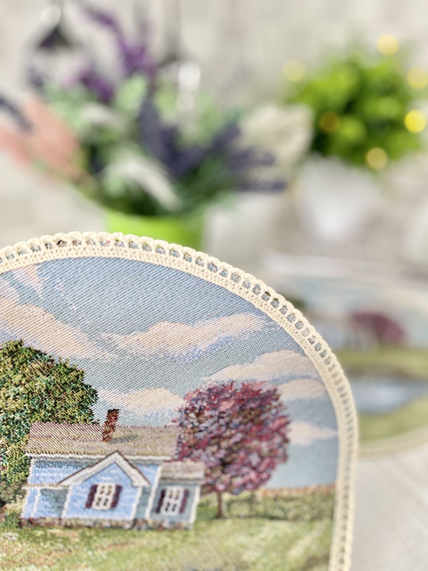 Tapestry coasters set of 6 «Village» Limaso Textile