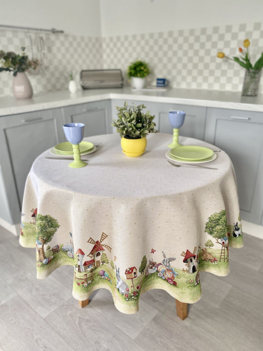 Round Easter tapestry tablecloth «Easter mood»