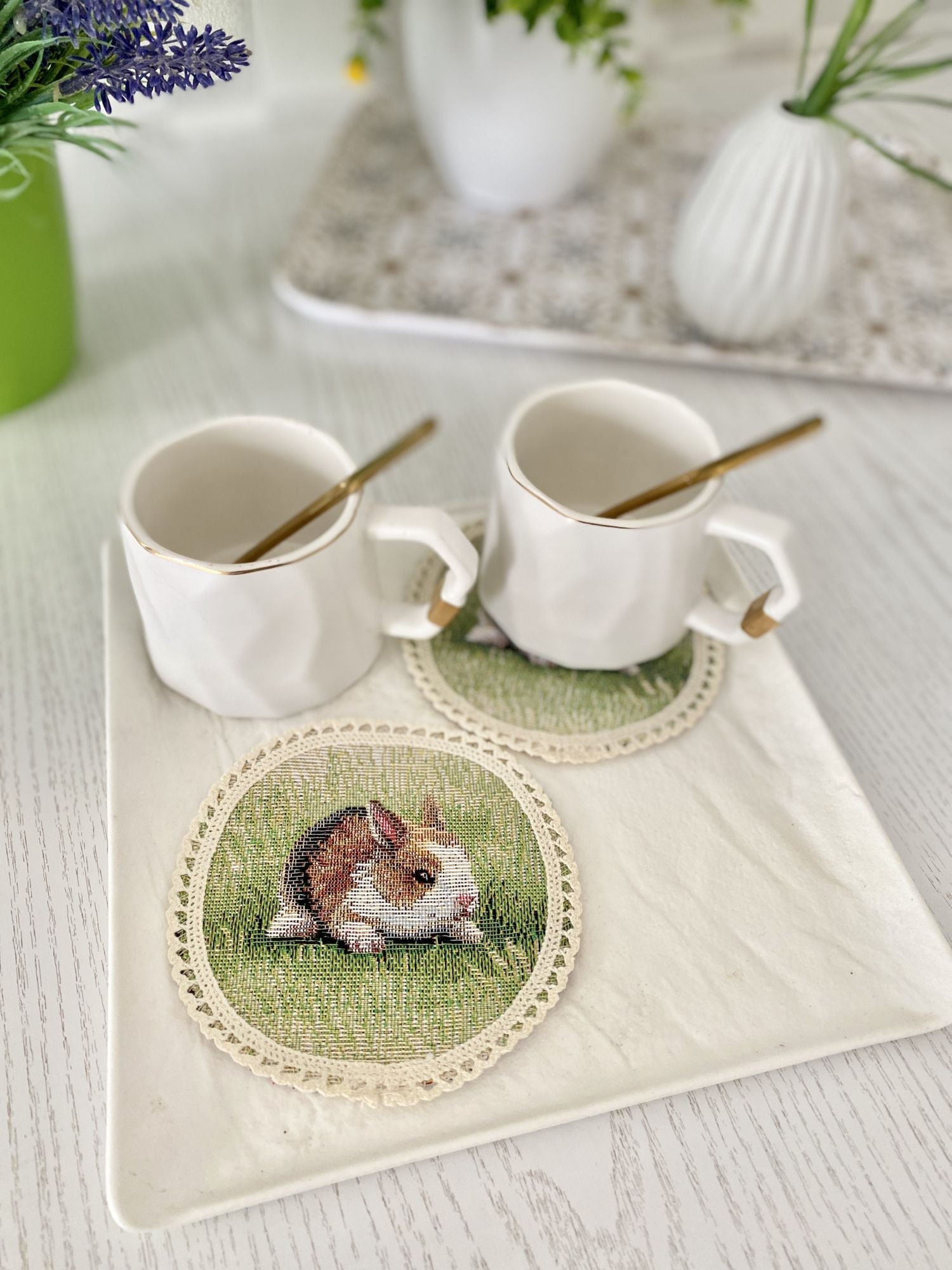 Easter tapestry coasters set of 6 «Easter mood» Limaso Textile