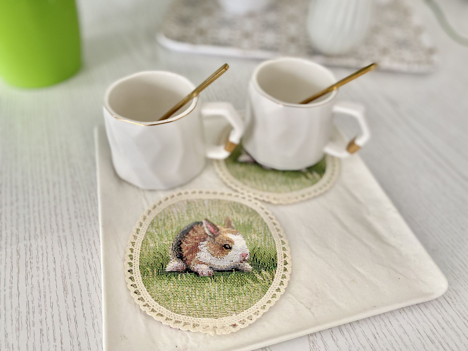 Easter tapestry coasters set of 6 «Easter mood» Limaso Textile