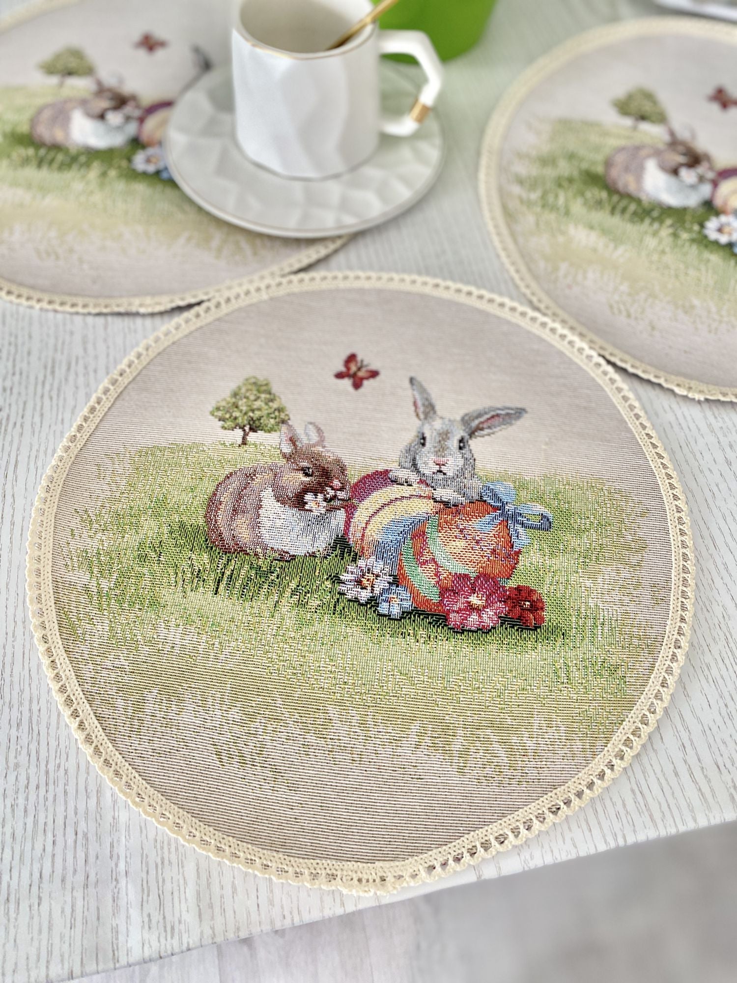 Easter tapestry coasters set of 6 «Easter mood» Limaso Textile