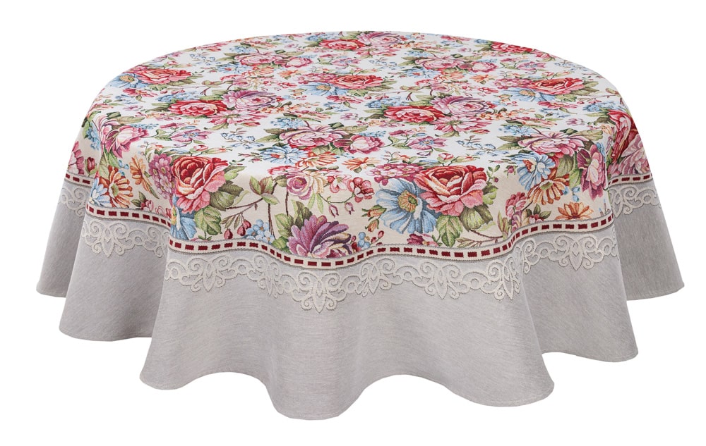 Round Tapestry Tablecloth «Roses» Limaso Textile