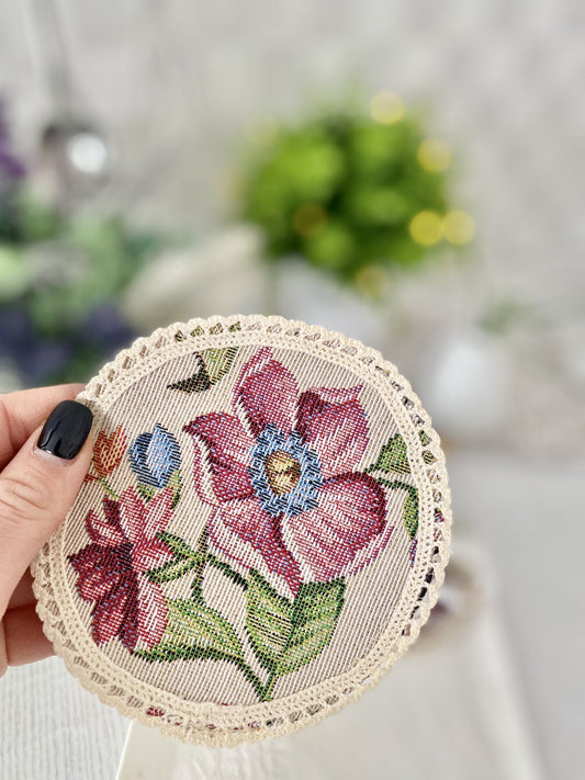 Tapestry coasters set of 6 «Roses»