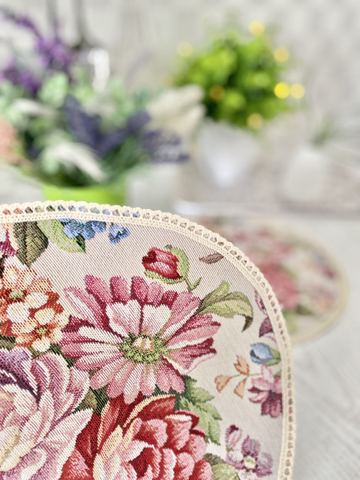 Tapestry coasters set of 6 «Roses» Limaso Textile