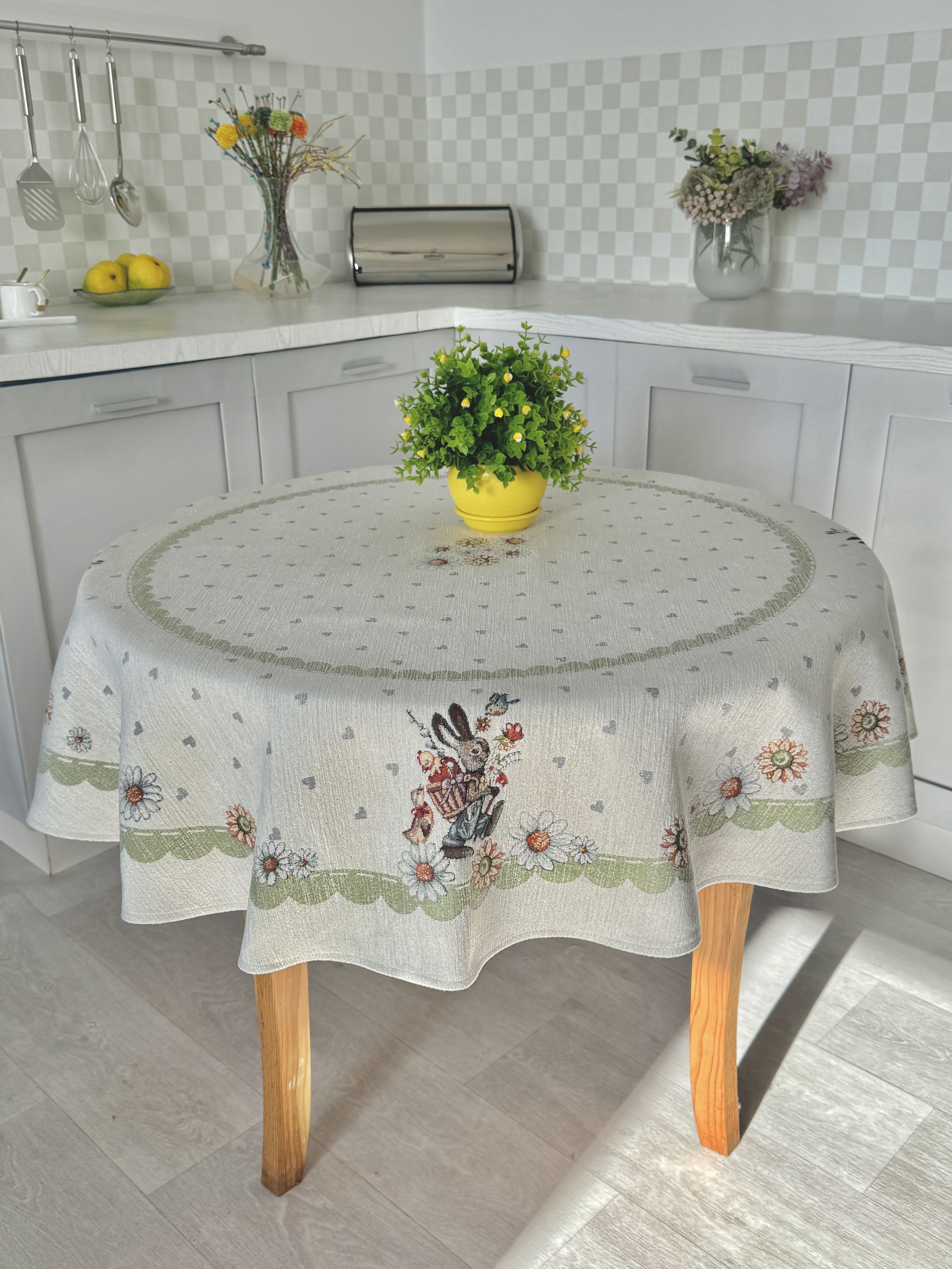 Easter tapestry tablecloth «Bunny in daisies» with microfibre Limaso Textile