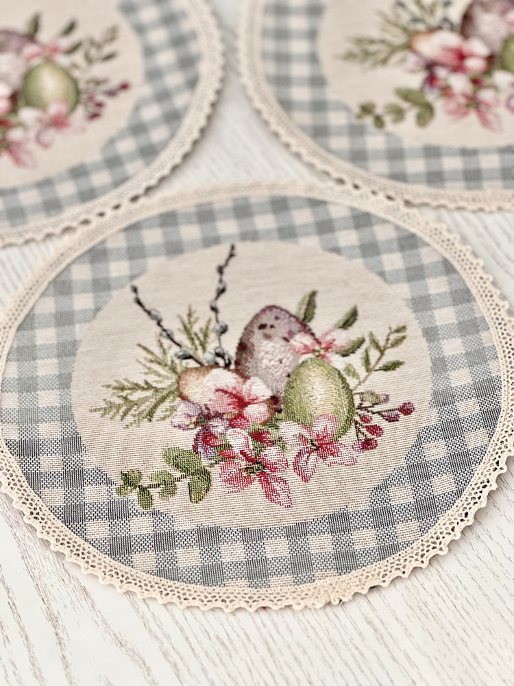 Easter tapestry coasters set of 6 «Lavender holiday» Limaso Textile