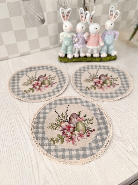 Easter tapestry coasters set of 6 «Lavender holiday»