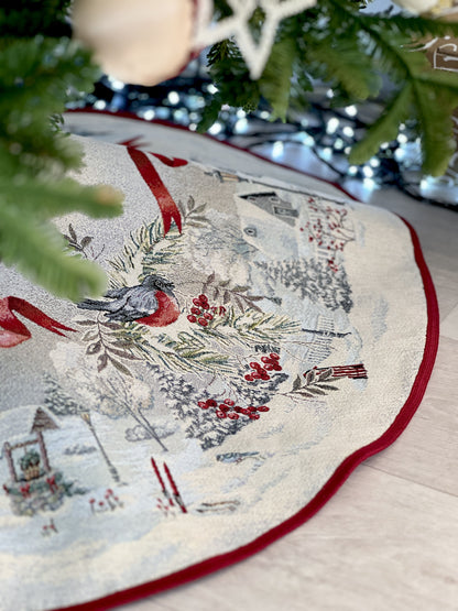 Christmas tree skirt «Christmas News» with silver thread