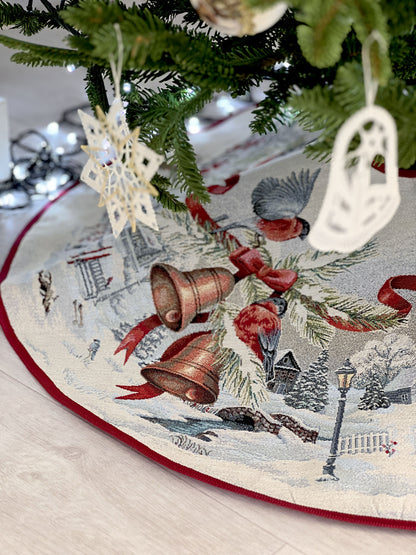 Christmas tree skirt «Christmas News» with silver thread