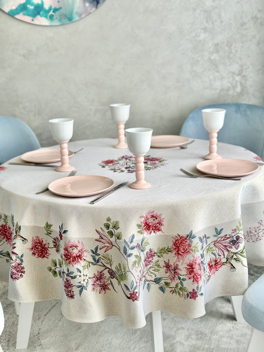 Round Tapestry Tablecloth «Spring Flowers»