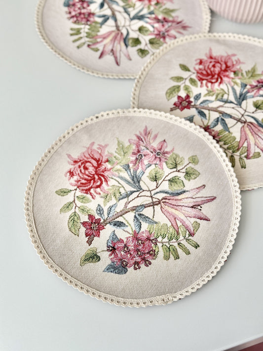 Tapestry coasters set of 6 «Spring Flowers»