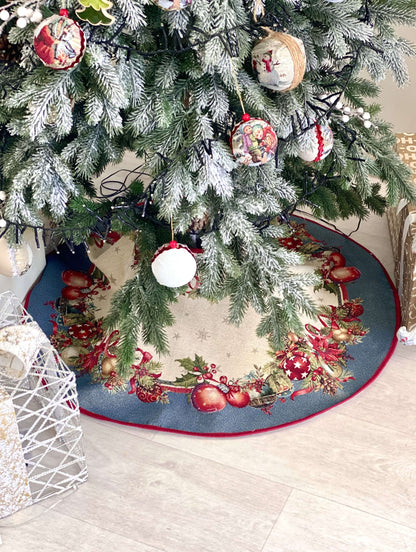 Christmas Tree skirt «Christmas Glow» with Golden Lurex - Luxury Tapestry