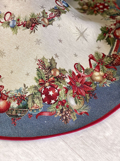 Christmas Tree skirt «Christmas Glow» with Golden Lurex - Luxury Tapestry