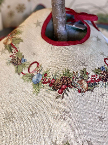 Christmas Tree skirt «Christmas Glow» with Golden Lurex - Luxury Tapestry
