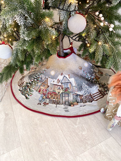 Christmas Tree skirt «Magical Winter Eve»  - Luxury Tapestry