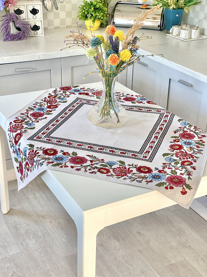 Square tablecloth «Folk Floral» - Premium Tapestry - Textile4Family