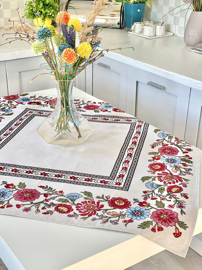 Square tablecloth «Folk Floral» - Premium Tapestry - Textile4Family