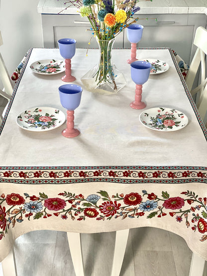 Rectangular tablecloth «Folk Floral» - Premium Tapestry - Textile4Family