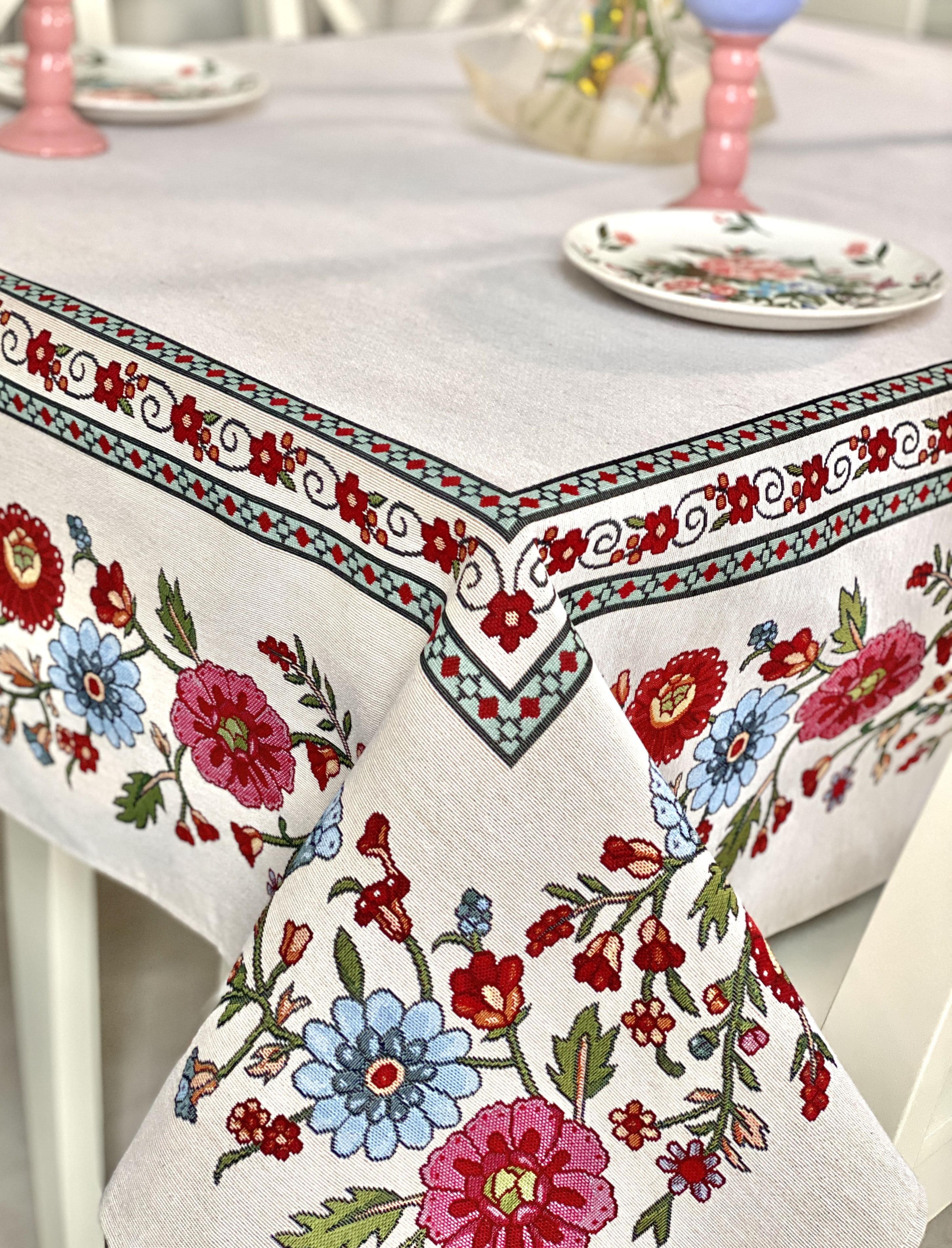 Rectangular tablecloth «Folk Floral» - Premium Tapestry - Textile4Family