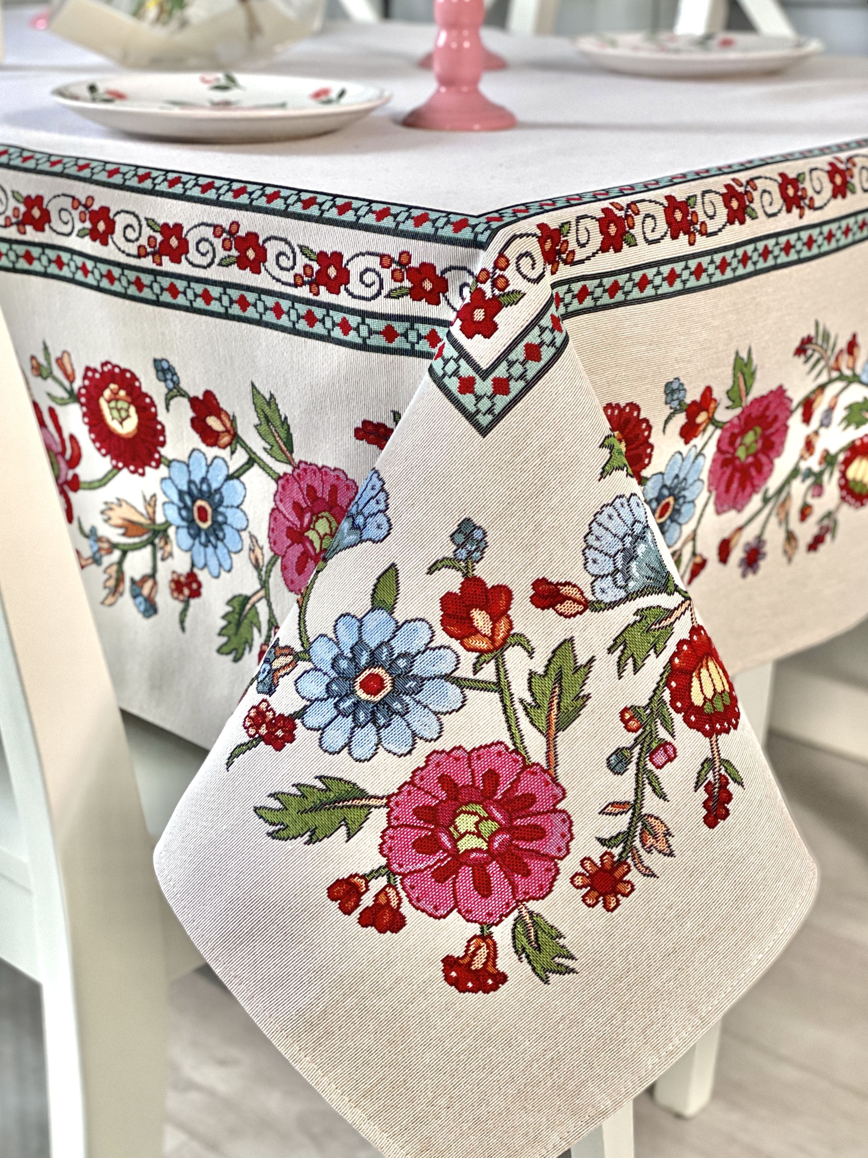 Rectangular tablecloth «Folk Floral» - Premium Tapestry - Textile4Family