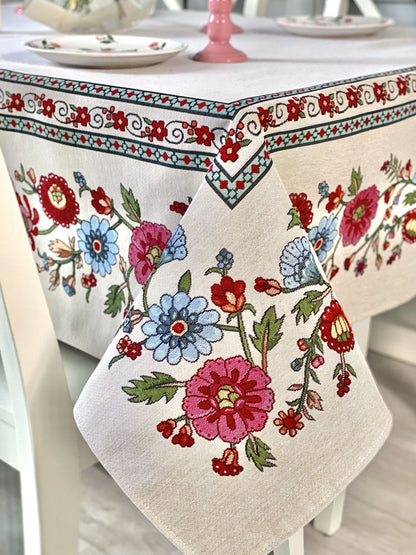 Rectangular tablecloth «Folk Floral» - Premium Tapestry - Textile4Family