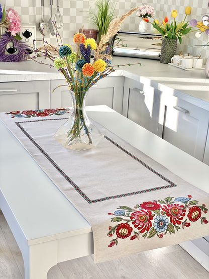 Table Runner «Folk Floral» - Premium Tapestry - Textile4Family