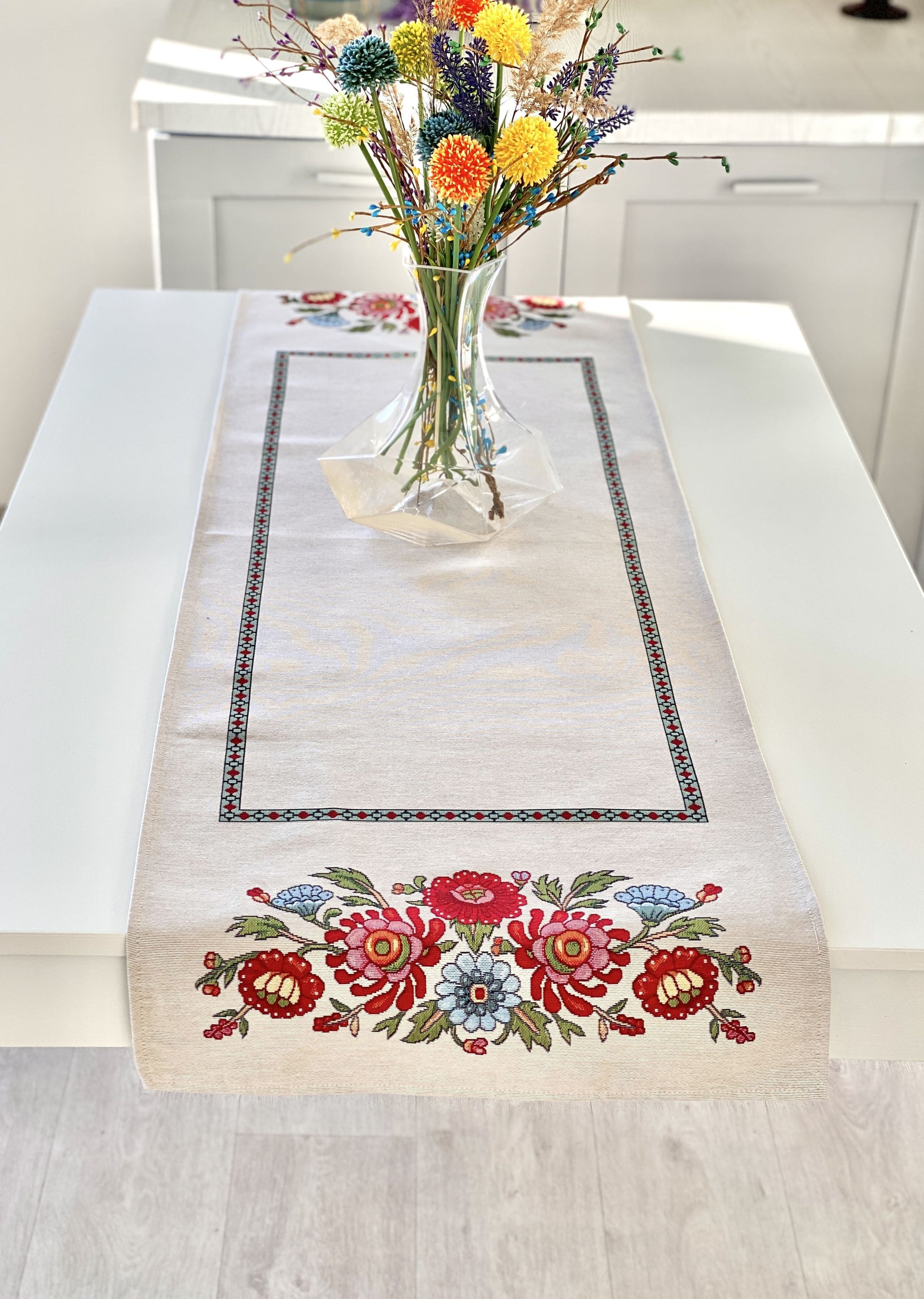 Table Runner «Folk Floral» - Premium Tapestry - Textile4Family