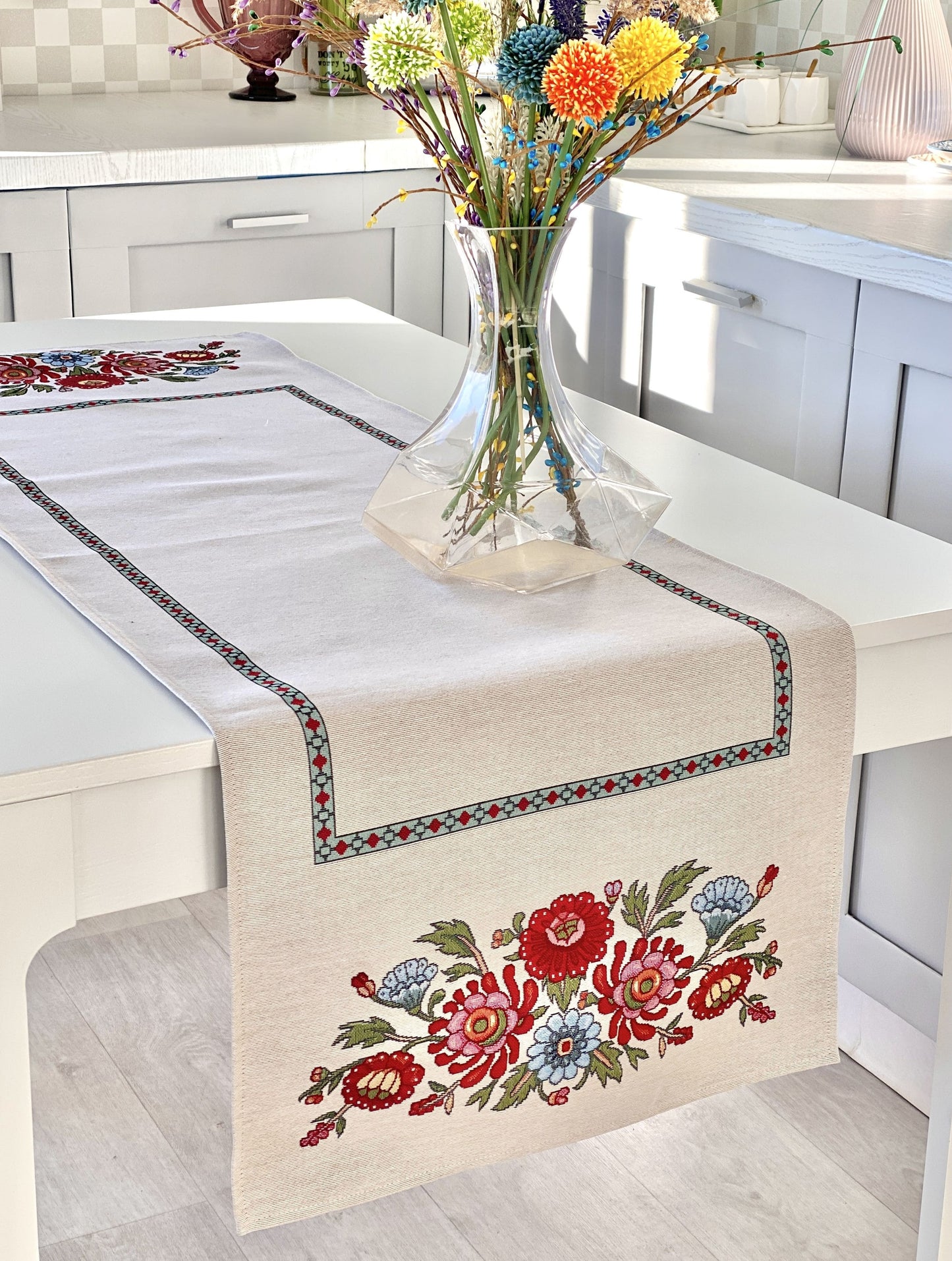 Table Runner «Folk Floral» - Premium Tapestry - Textile4Family