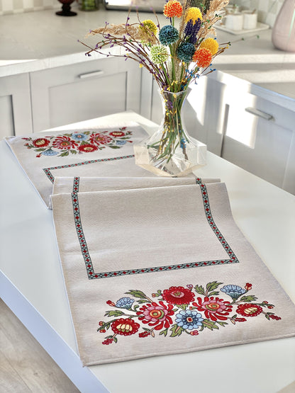 Table Runner «Folk Floral» - Premium Tapestry - Textile4Family
