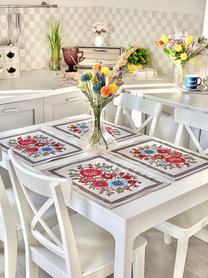 Placemat set «Folk Floral» - Premium Tapestry - Textile4Family