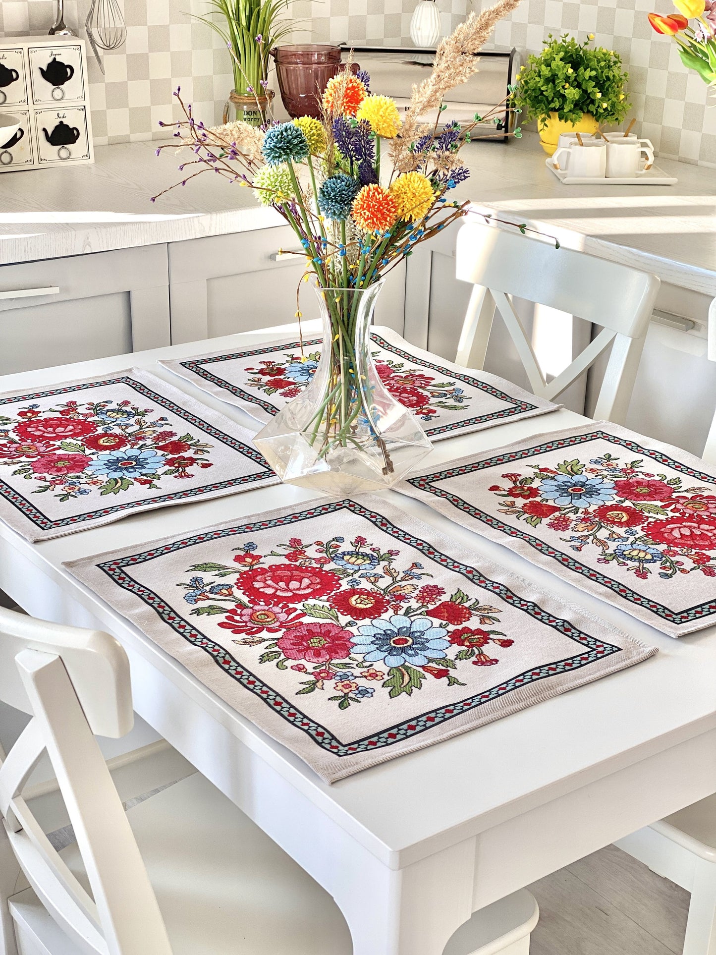 Placemat set «Folk Floral» - Premium Tapestry - Textile4Family