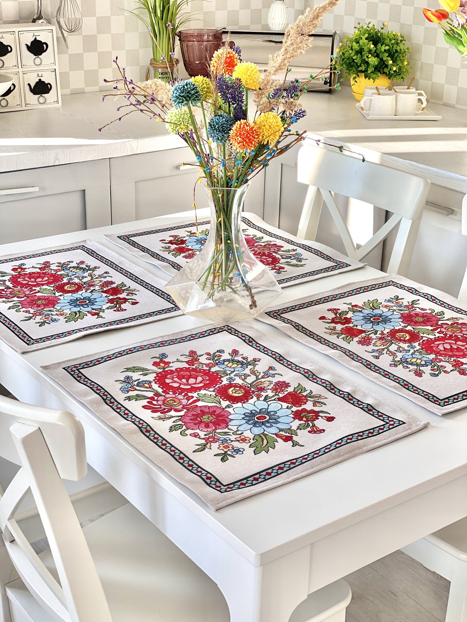 Placemat set «Folk Floral» - Premium Tapestry - Textile4Family