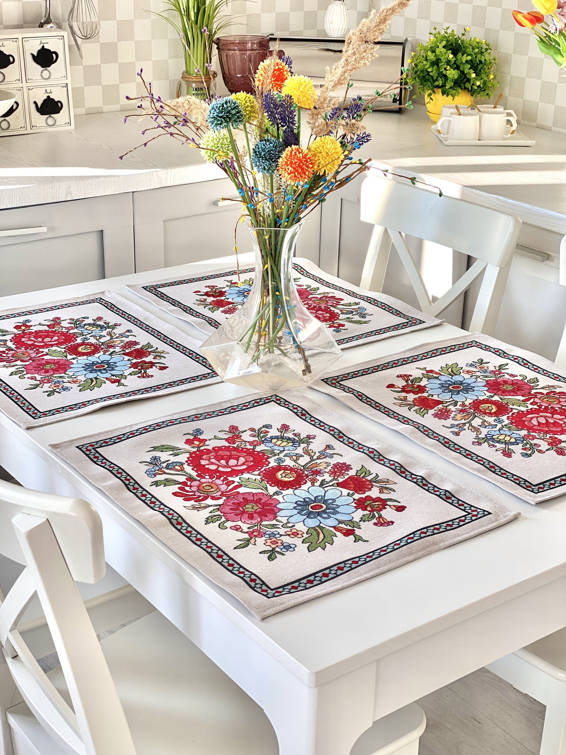Placemat set «Folk Floral» - Premium Tapestry - Textile4Family