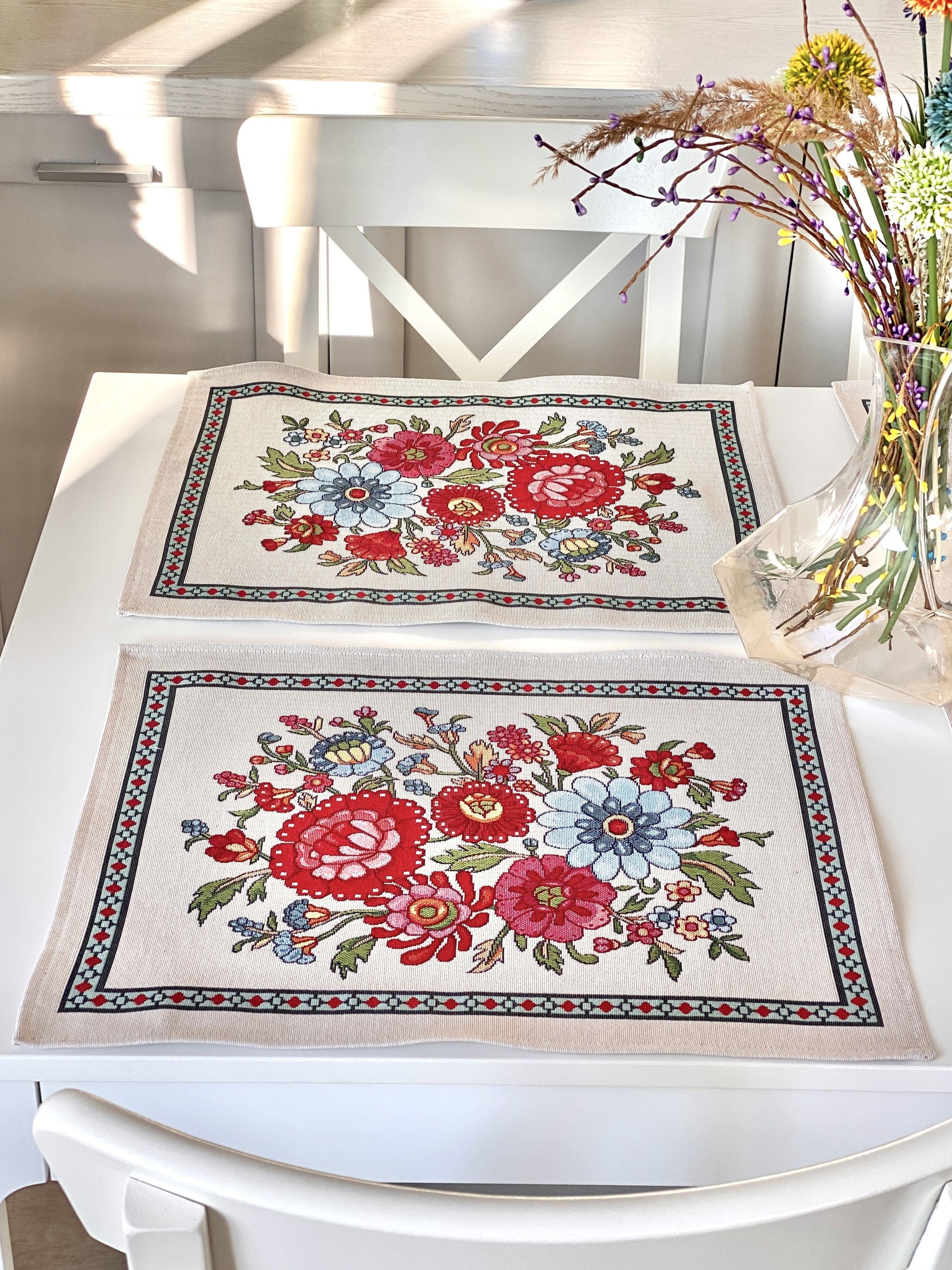 Placemat set «Folk Floral» - Premium Tapestry - Textile4Family