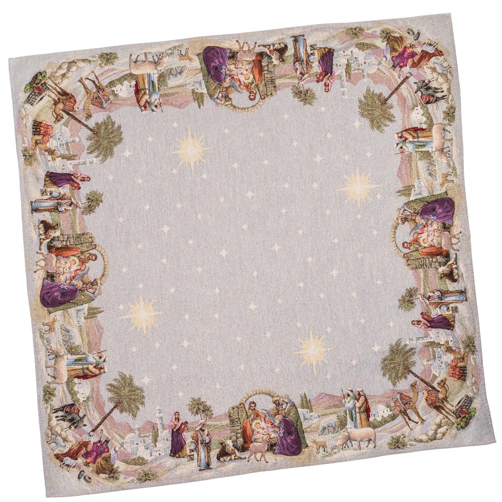 Christmas tapestry tablecloth «Nativity» with golden thread Limaso Textile