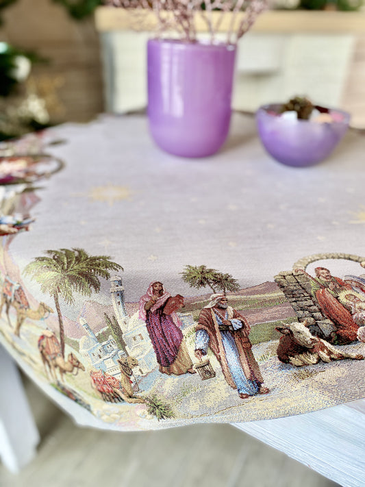 Christmas tapestry tablecloth «Nativity» with golden thread