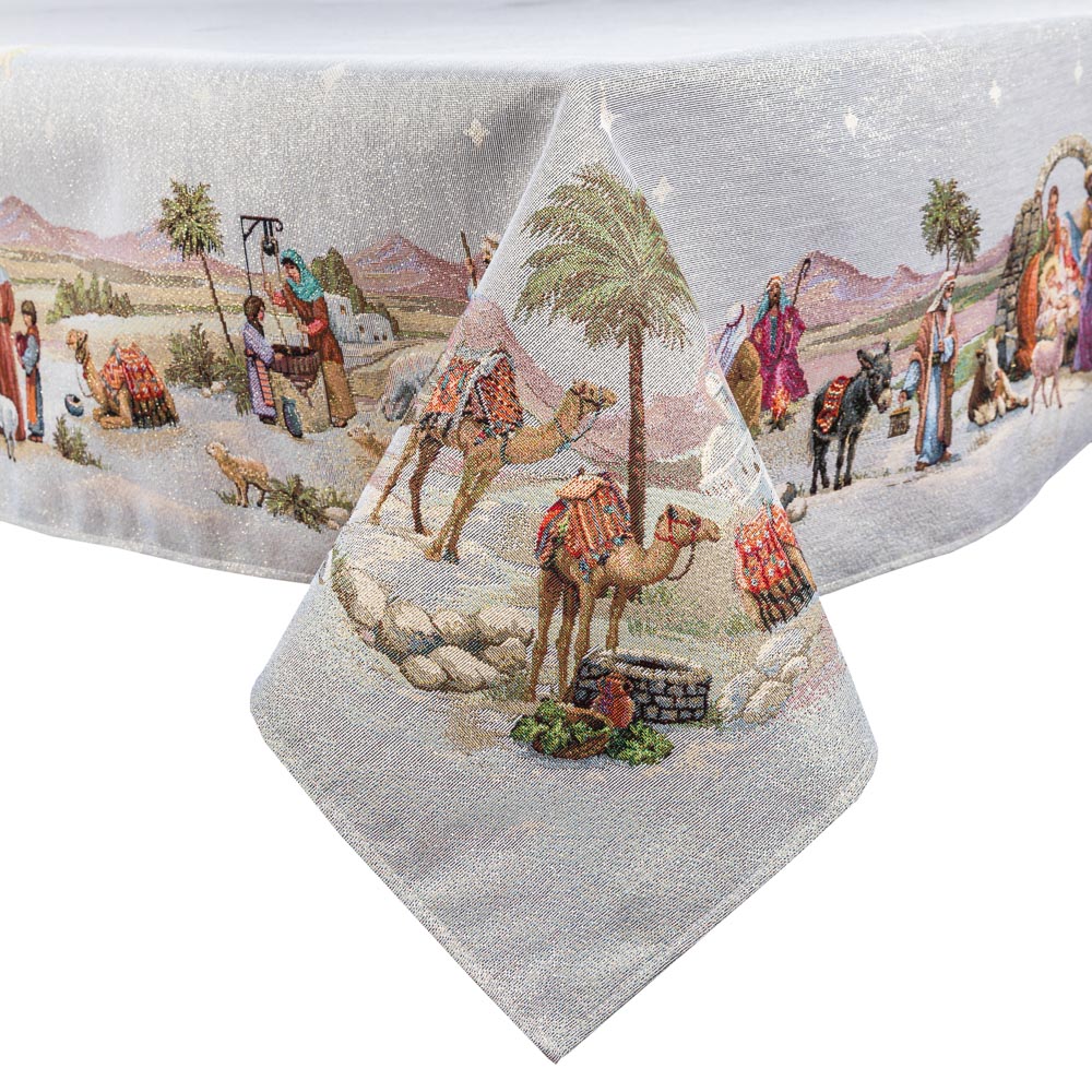 Christmas tapestry tablecloth «Nativity» with golden thread Limaso Textile