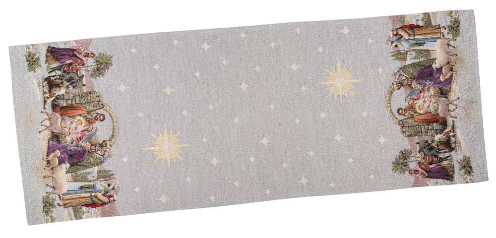 Christmas Tapestry Table runner «Nativity» with golden thread Limaso Textile