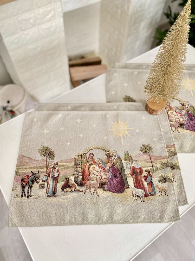 Christmas Placemat «Nativity» with golden thread Limaso Textile