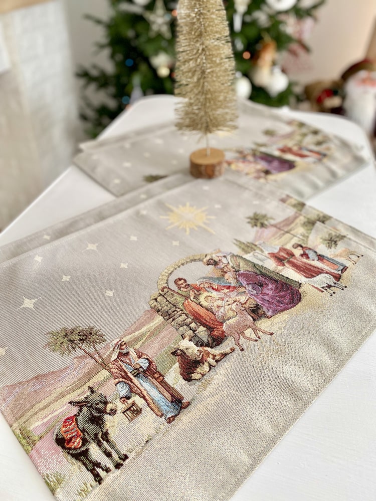 Christmas Placemat «Nativity» with golden thread Limaso Textile