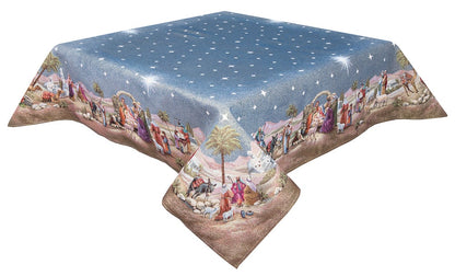 Christmas tapestry tablecloth «Nativity scene» with golden thread Limaso Textile