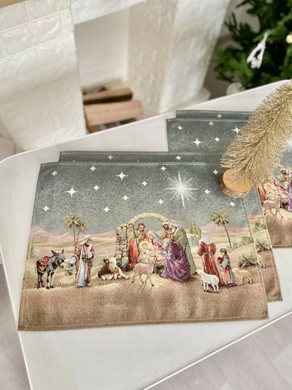 Christmas tapestry Placemats «Nativity scene» with golden thread