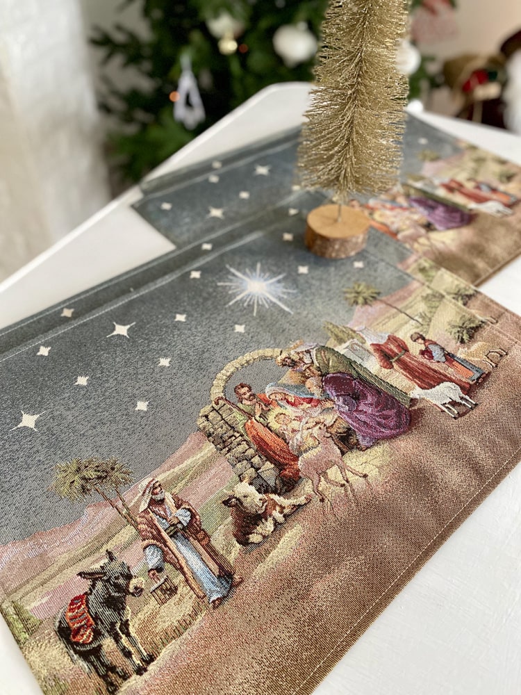 Christmas tapestry Placemats «Nativity scene» with golden thread Limaso Textile
