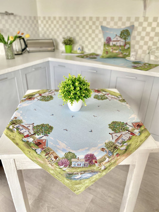 Small tapestry tablecloth «Village»