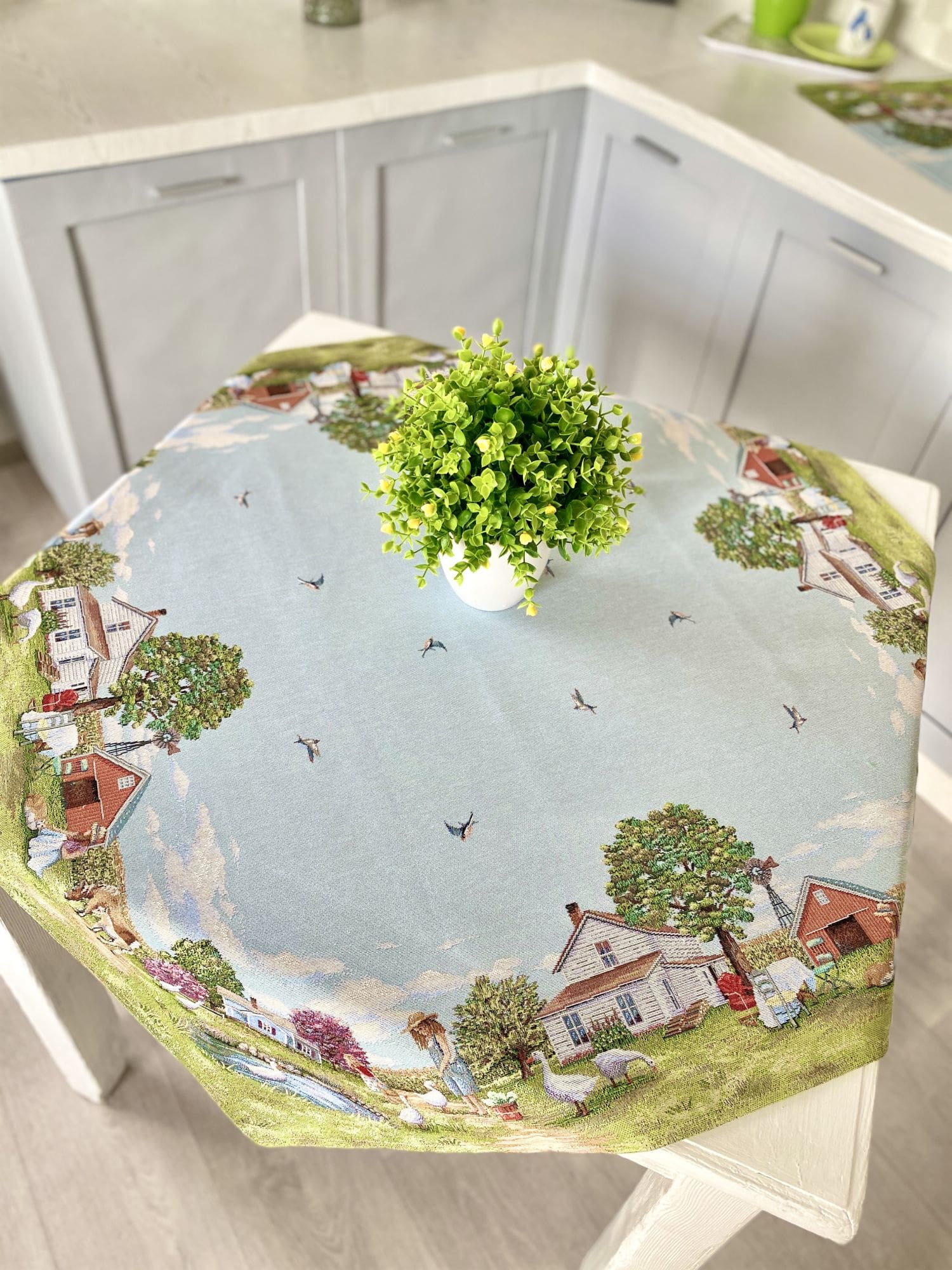 Small tapestry tablecloth «Village» Limaso Textile