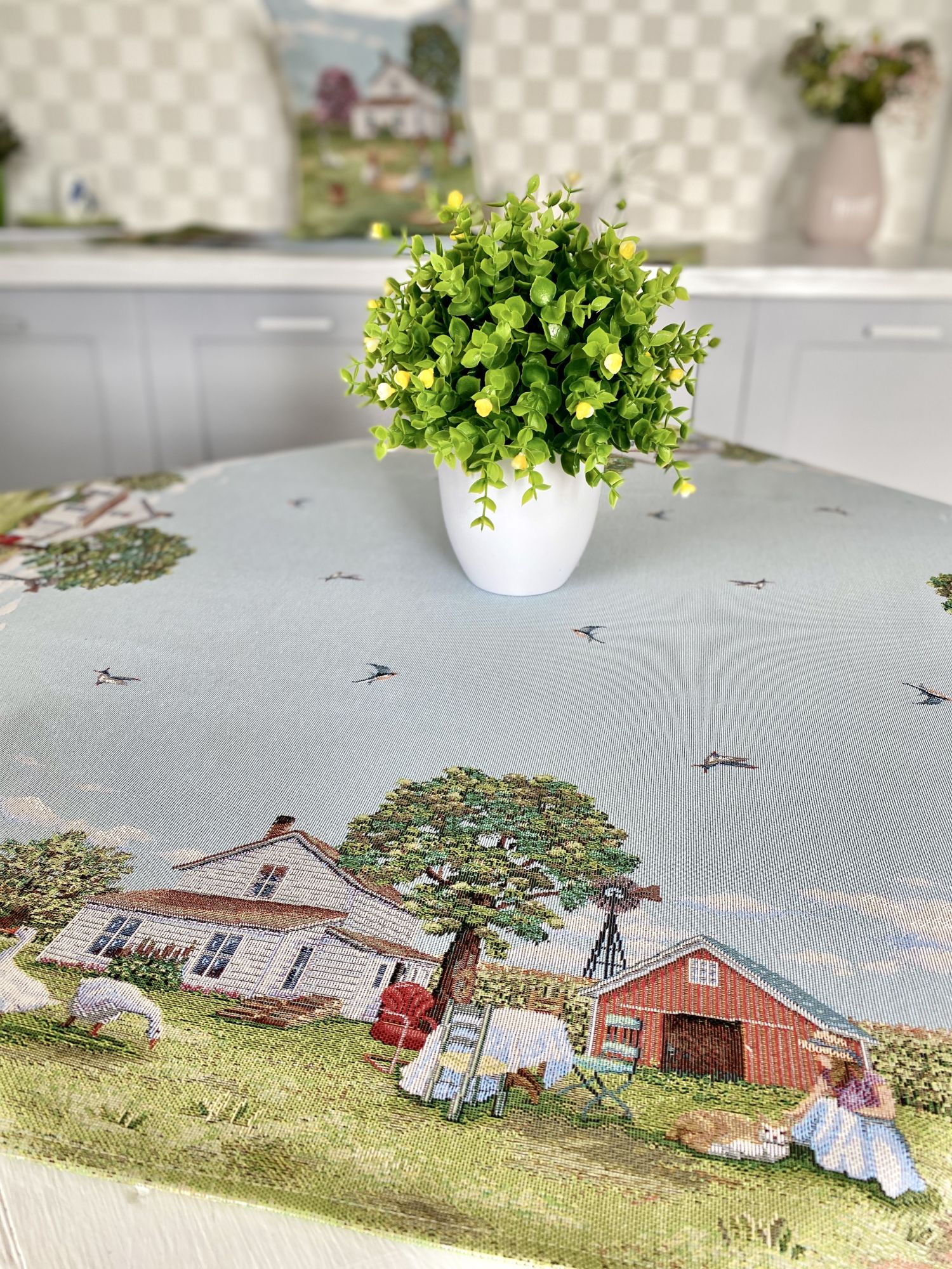 Small tapestry tablecloth «Village» Limaso Textile
