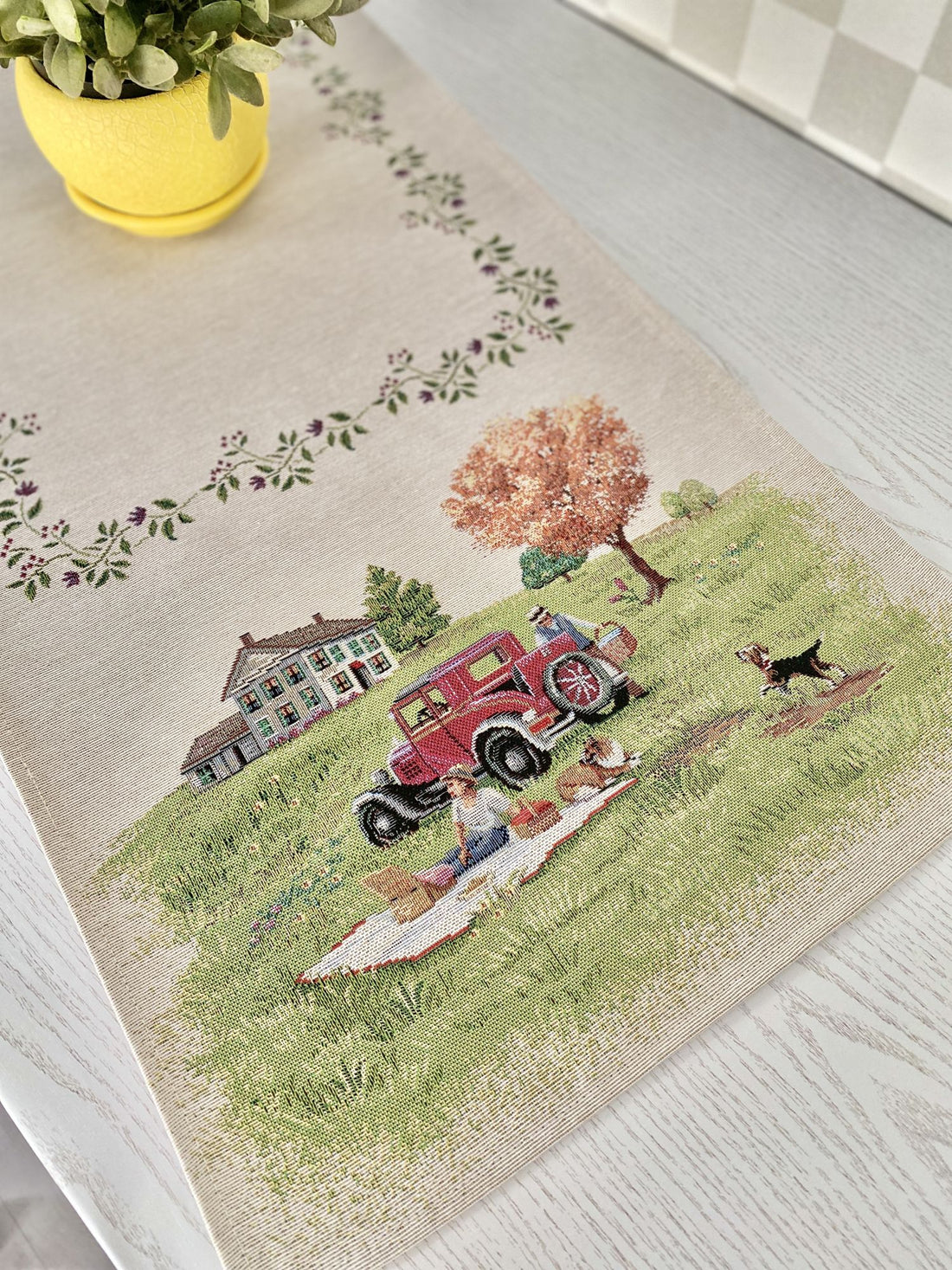 Tapestry table runner «Family picnic» Limaso Textile