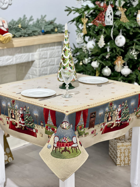 Christmas tapestry tablecloth «Letter for Santa» with golden thread